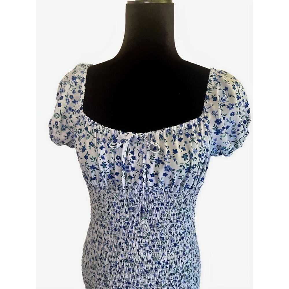 Wild Fable Blue White Summer Dress Size Medium Festival Flower Mermaid